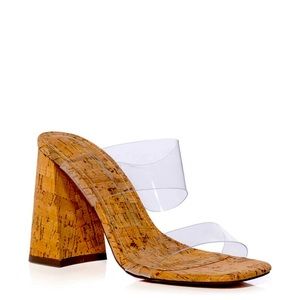 Azalea Wang Clear Vinyl Chunky Cork Heel Sandal